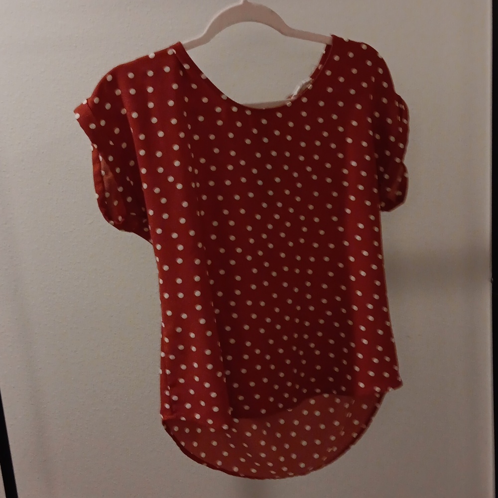 Pink Rose Red and White Polka Dot Blouse